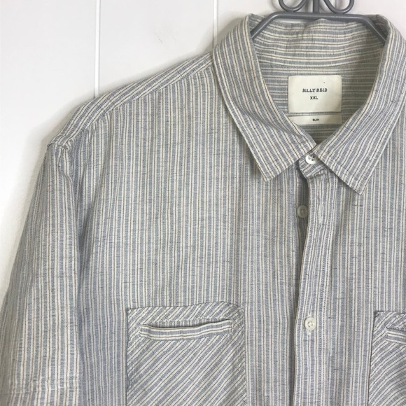 Billy Reid Men's Short Sleeve Buttondown Cotton/Linen‎ Shirt SZ XXL - Picture 5 of 8